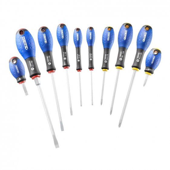 EXPERT by FACOM E160905 - 10pc Slotted Phillips Comfort Grip Screwdriver Set